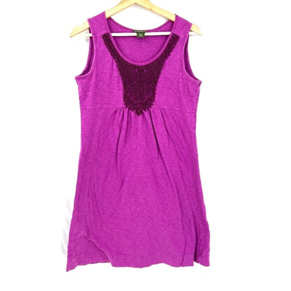 Eddie Bauer crochet neck sleeveless cotton dress shift‎ Fuchsia pink casual M